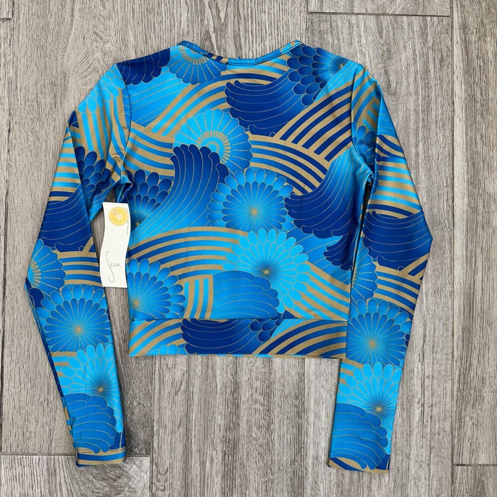 New with Tag! Seea Palomar Crop Top Rashguard Seaflower Blue - Small - Picture 4 of 5